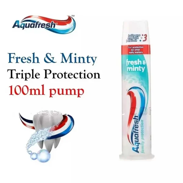 Aquafresh 3 in 1 Fresh & Minty Toothpaste Pump 100ml - Image 2