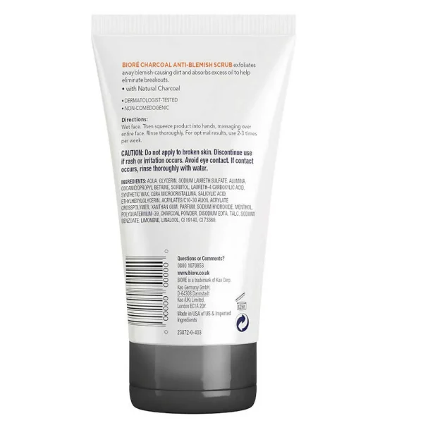 Biore Charcoal Oil Control Anti Blemish Scrub 127g - Image 2