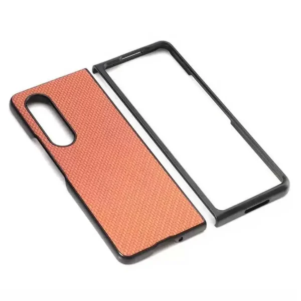 Carbon Fiber Folding Design Case for Samsung Galaxy Z Fold 3 Brown - Image 2