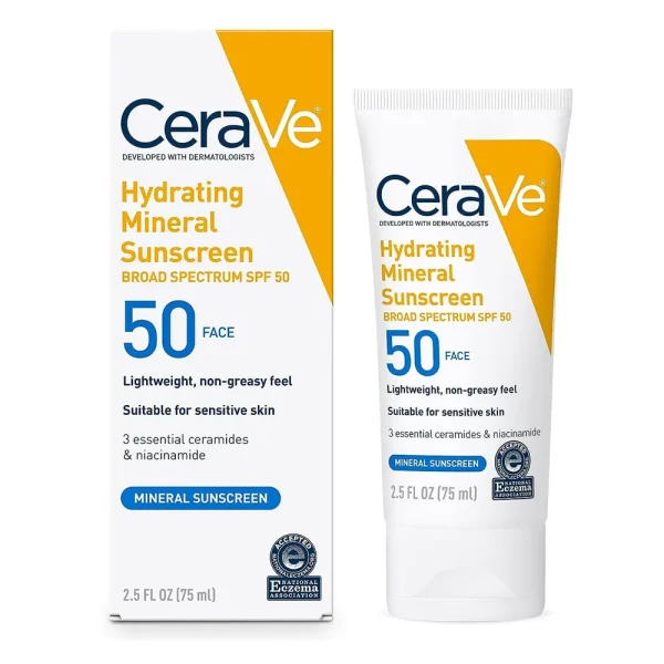 CeraVe Hydrating Mineral Sunscreen SPF50 Face Lotion 75ml