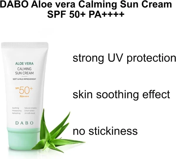 Dabo Aloe Vera Calming Sun Cream SPF50+ PA+++ 70ml - Image 2