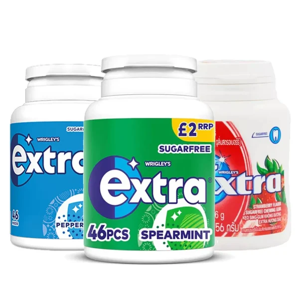 Extra Sugarfree Chewing Gum Combo Pack Spearmint Peppermint & Strawberry