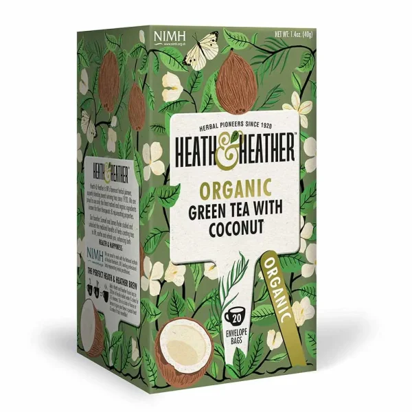 Heath & Heather Organic Green Tea with Coconut 20 Bags