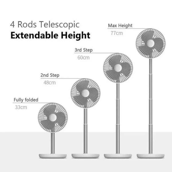 Jisulife FA13P Oscillating Extendable Cordless Rechargeable Desk Fan - Image 7