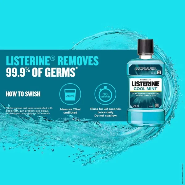 Listerine Cool Mint Mouthwash 500ml - Image 2