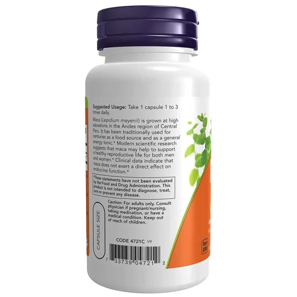 Now Maca 500 mg Reproductive Health Veg Capsules - Image 3