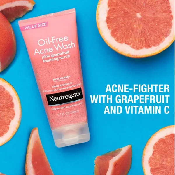 Neutrogena Oil-Free Acne Wash Pink Grapefruit Foaming Scrub 198ml - Image 5