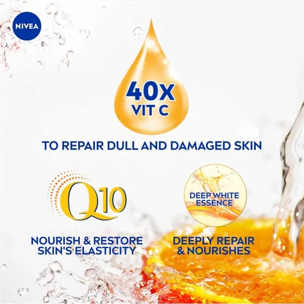 Nivea Extra White Firm & Smooth Q10 Collagen with Vitamin C 40x Deep White Essence Body Lotion 600ml - Image 2