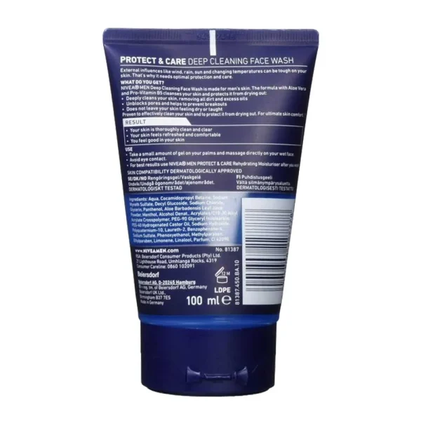 Nivea Men Protect & Care Deep Cleaning Face Wash 100ml - Image 2