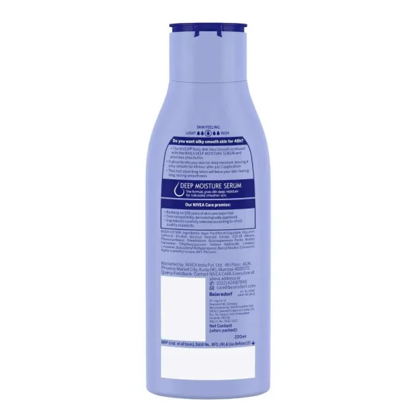 Nivea Smooth Milk Body Lotion For Dry Skin 200ml - Image 3