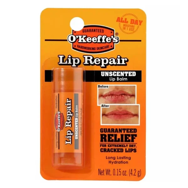 O'Keeffe's Lip Repair Stick Unscented Lip Balm for Dry, Cracked Lips