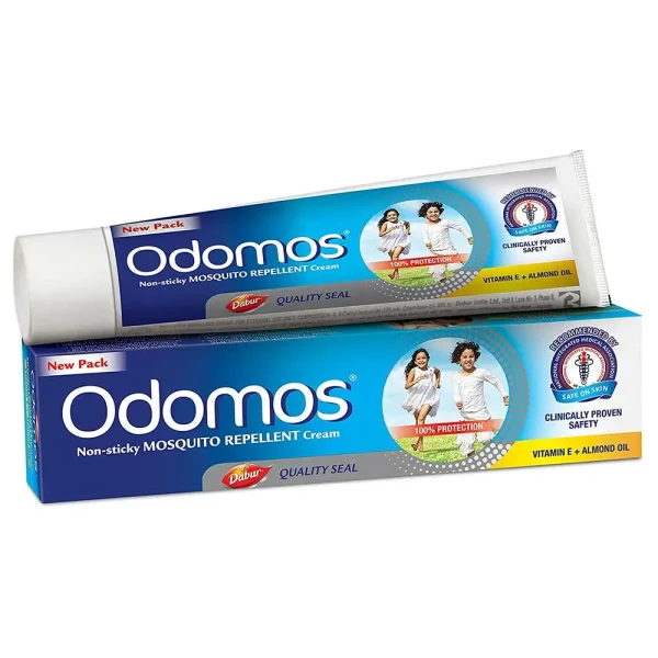 Odomos Non-Sticky Mosquito Repellent Cream with Almond & Vitamin E 50g