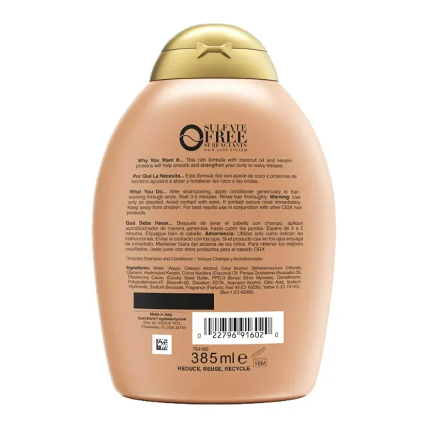 Ogx Ever Straightening+ Brazilian Keratin Smooth Conditioner 385ml - Image 3