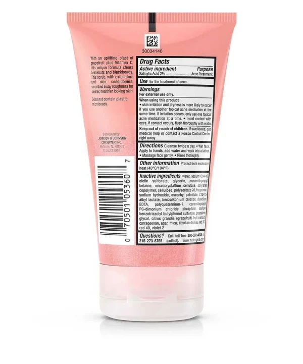 Neotrogena Oil Free Acne Wash Pink Grapefruit Foaming Scrub 124ml - Image 4