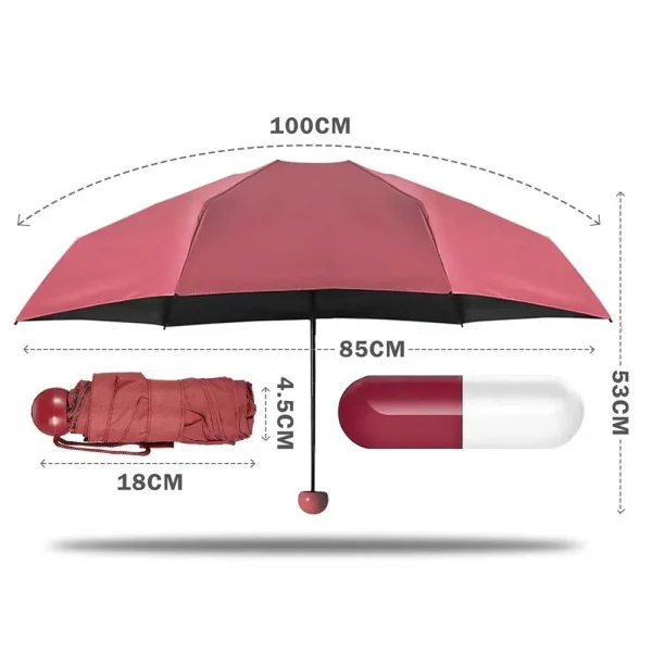 Capsule Umbrella Lightweight UV Protection Mini Folding Portable Design - Image 3