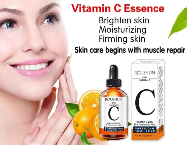 Roushun Skin Naturals Vitamin C 20 Percent E And Hyaluronic Acid Facial Serum 30ml - Image 2