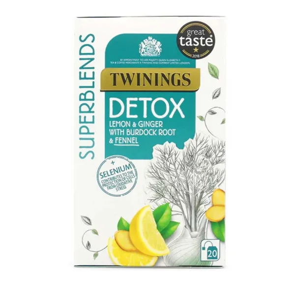 Twinings Superblends Detox Tea with Lemon Ginger Burdock Root & Fennel