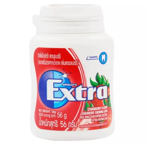 Wrigley's Extra Strawberry Flavour Sugar Free Chewing Gum Bottle 56g