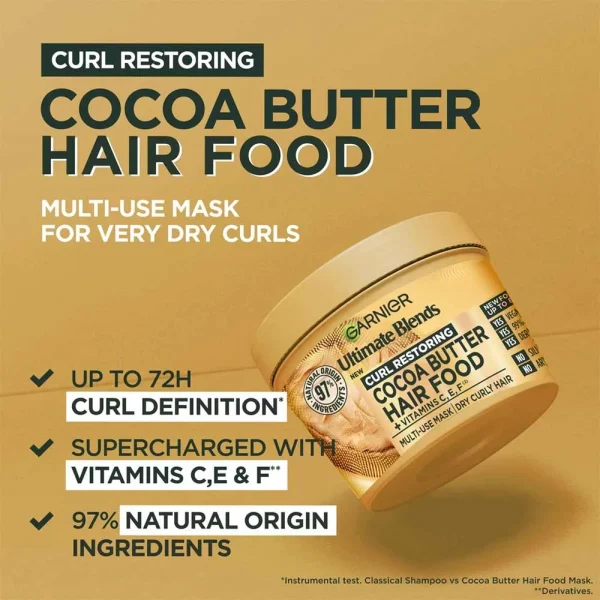 Garnier Ultimate Blends Curl Restoring Cocoa Butter Supercharged Hair Food Mask - Image 2