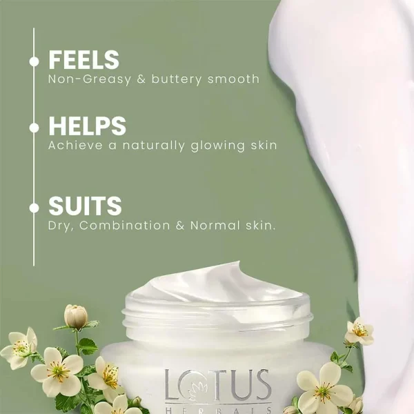 Lotus Herbals White Glow Skin Brightening Deep Moisturising Cream 40g - Image 3