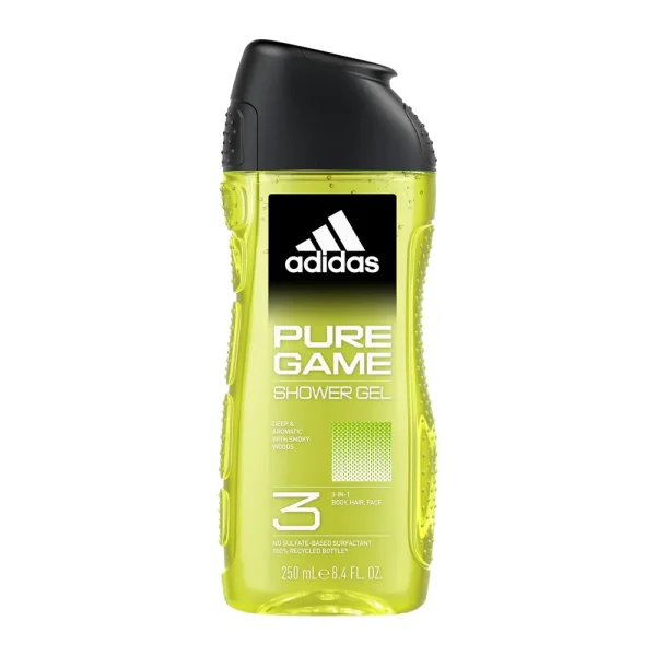 Adidas Pure Game Body Hair Face 3in1 Shower Gel 250ml